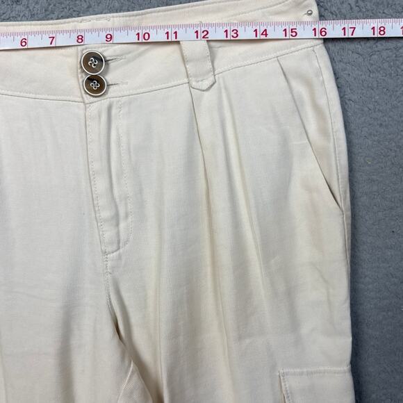 Paige Women's Becca Pleated Cargo Pants Flowy Rayon Size 6 Designer Boho Chic - Picture 5 of 10